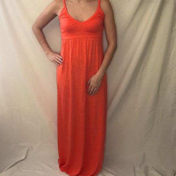 Orange Maxi Tank Top Cotton Dress - Picture 2 of 8